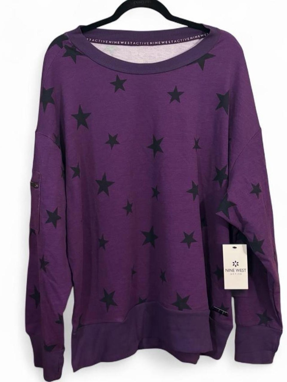 Nine West Active Women's Purple Star-Print Long Sleeve Top